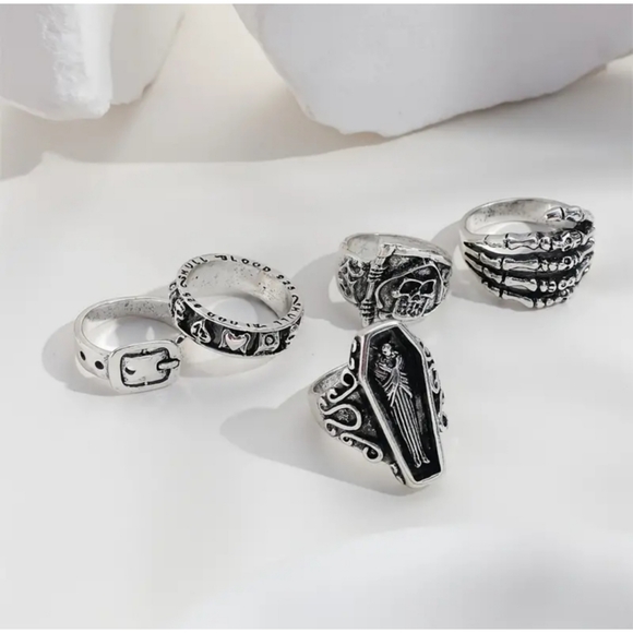 5PC Gothic Ring Set - Picture 2 of 3
